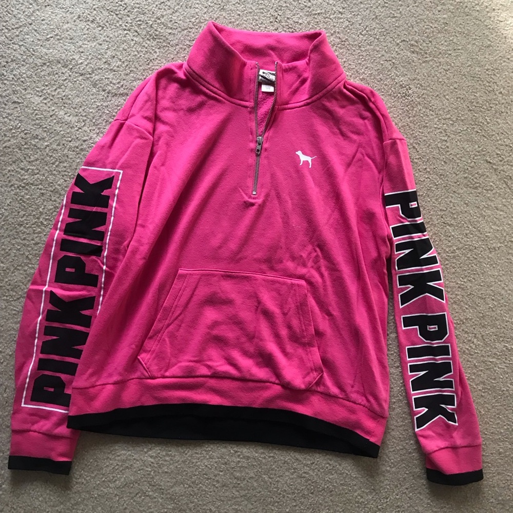 PINK LONG SLEVE QUATER ZIP